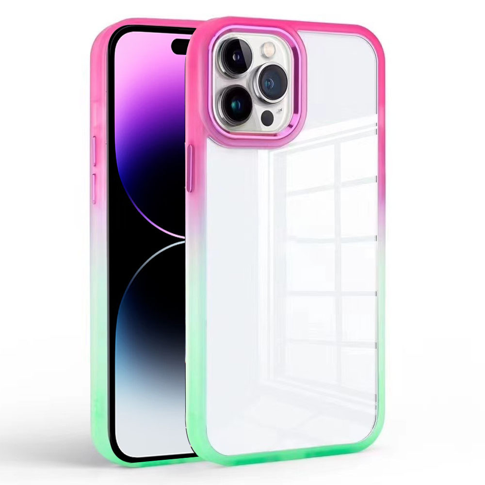 

Für Das Iphone 14 Pro Max-gradient TPU+PC Back Case Clear Anti-kratzer-telefonabdeckung - Rose+hellgrün, iPhone 14 Pro Max