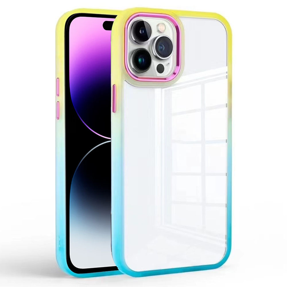 

Für Das Iphone 14 Pro Max-gradient TPU+PC Back Case Clear Anti-kratzer-telefonabdeckung - Gelb+hellblau, iPhone 14 Pro Max