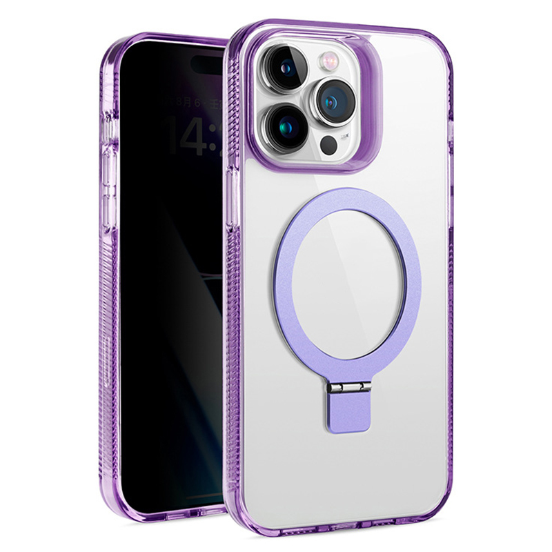 

BulkSourcing Für Iphone 14 Pro Max Crystal Clear TPU+PC Case Anti-Drop Magnetic Slim Phone Cover Mit Kickstand (MOQ: 10) - Lila, iPhone 14 Pro Max