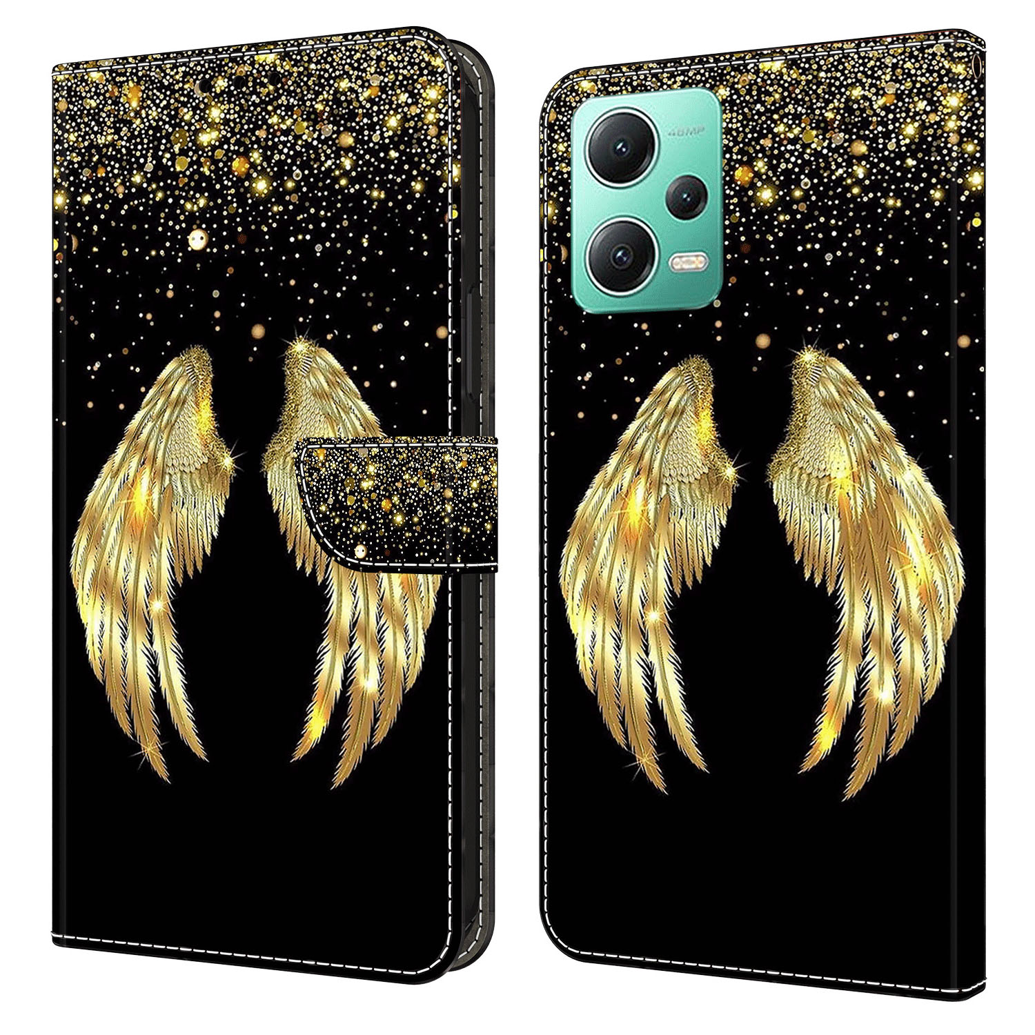 

Telefonkoffer Für Xiaomi Redmi Note 12 5G (China) /(indien) /(global) / Poco X5 5g, PU Leder 3D Muster Ständer Flip Wallet Wallet - Gold Flügel, Xiaomi Redmi Note 12 5G (China)