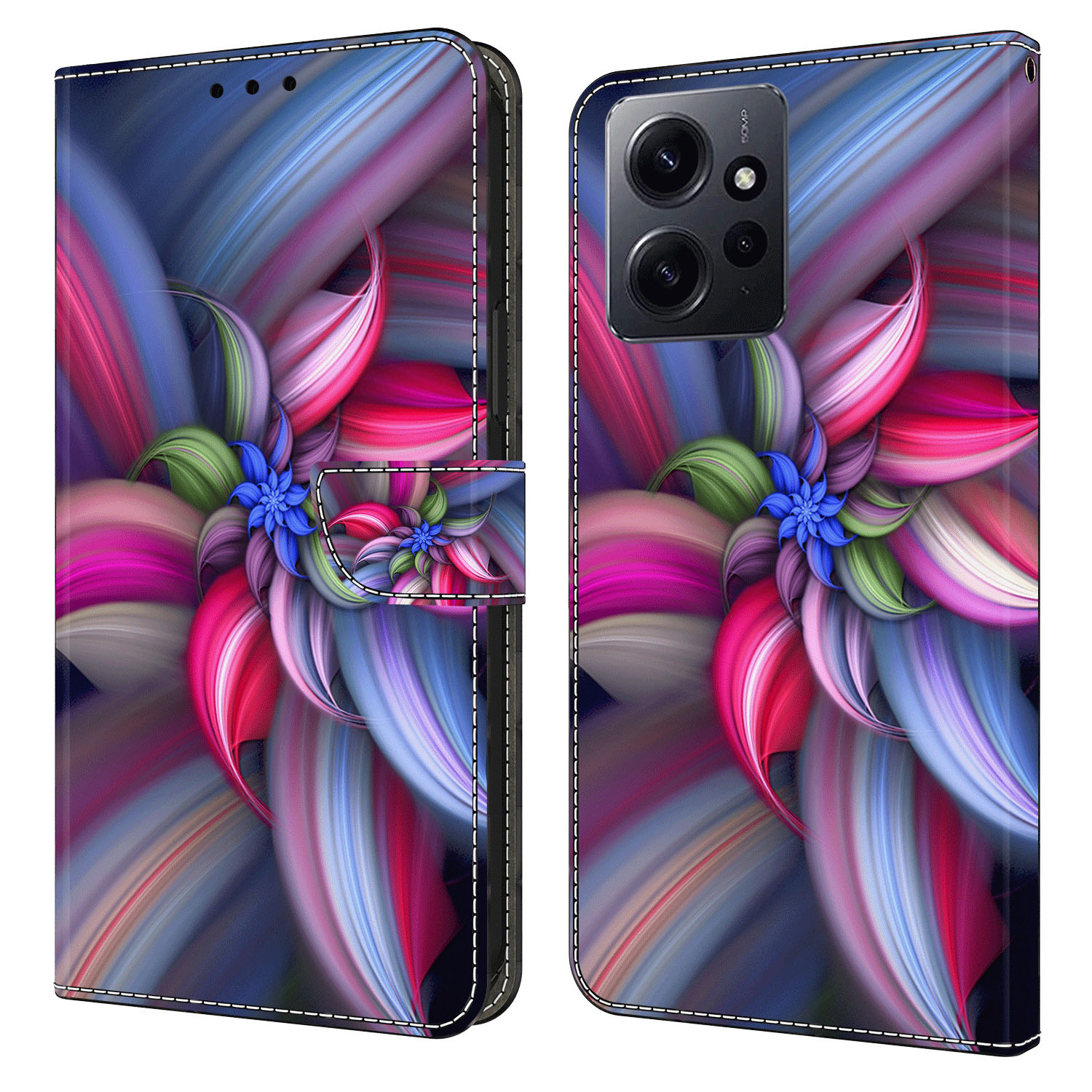 

Für Xiaomi Redmi Note 12 4G PU Leder Flip Phone Hülle 3D -muster Gedruckter Brieftasche Abdeckung - Farbenfrohe Blumen, Xiaomi Redmi Note 12 4G