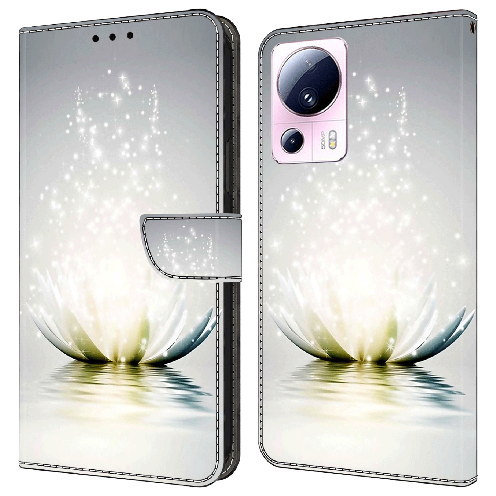 

Für Xiaomi 13 Lite / Civi 2 5G PU Leder Telefon Hülle 3D Muster Druckständer Flip Wallet Wallet - Lotus, Xiaomi 13 Lite