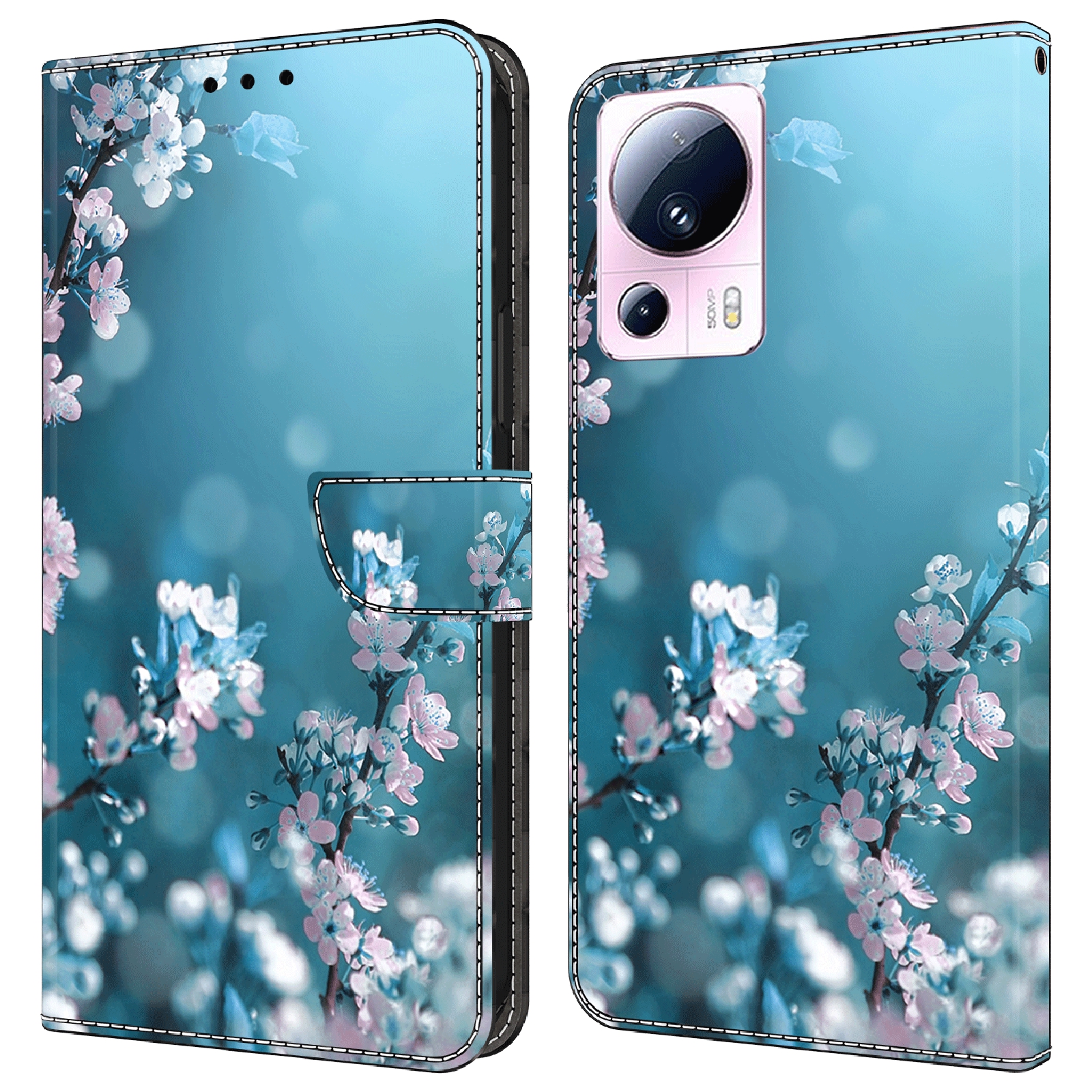 

Für Xiaomi 13 Lite / Civi 2 5G PU Leder Telefon Hülle 3D Muster Druckständer Flip Wallet Wallet - Pflaumenblüten, Xiaomi 13 Lite