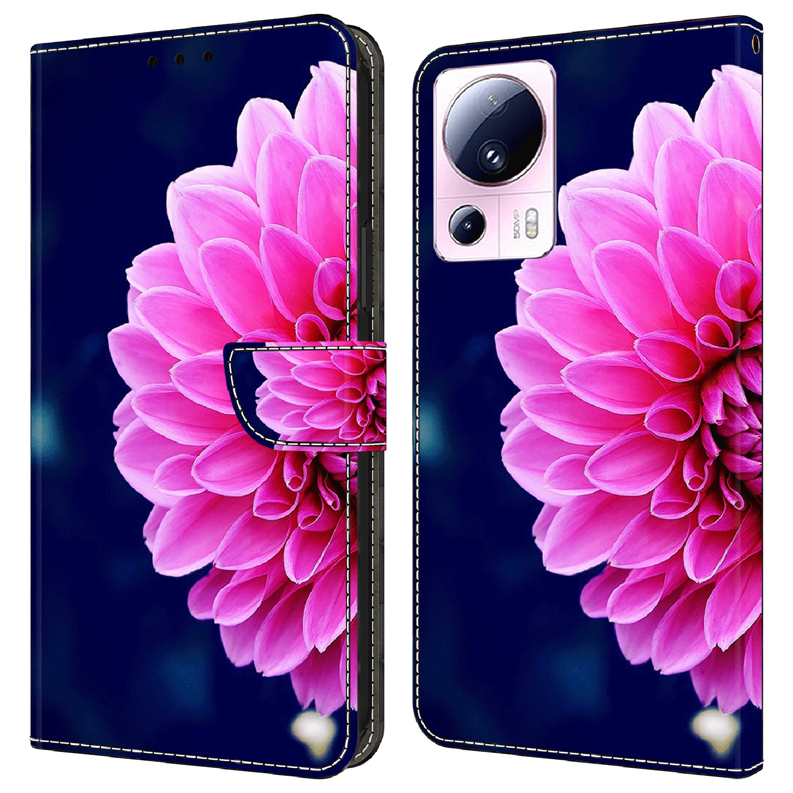 

Für Xiaomi 13 Lite / Civi 2 5G PU Leder Telefon Hülle 3D Muster Druckständer Flip Wallet Wallet - Pinke Blumen, Xiaomi 13 Lite