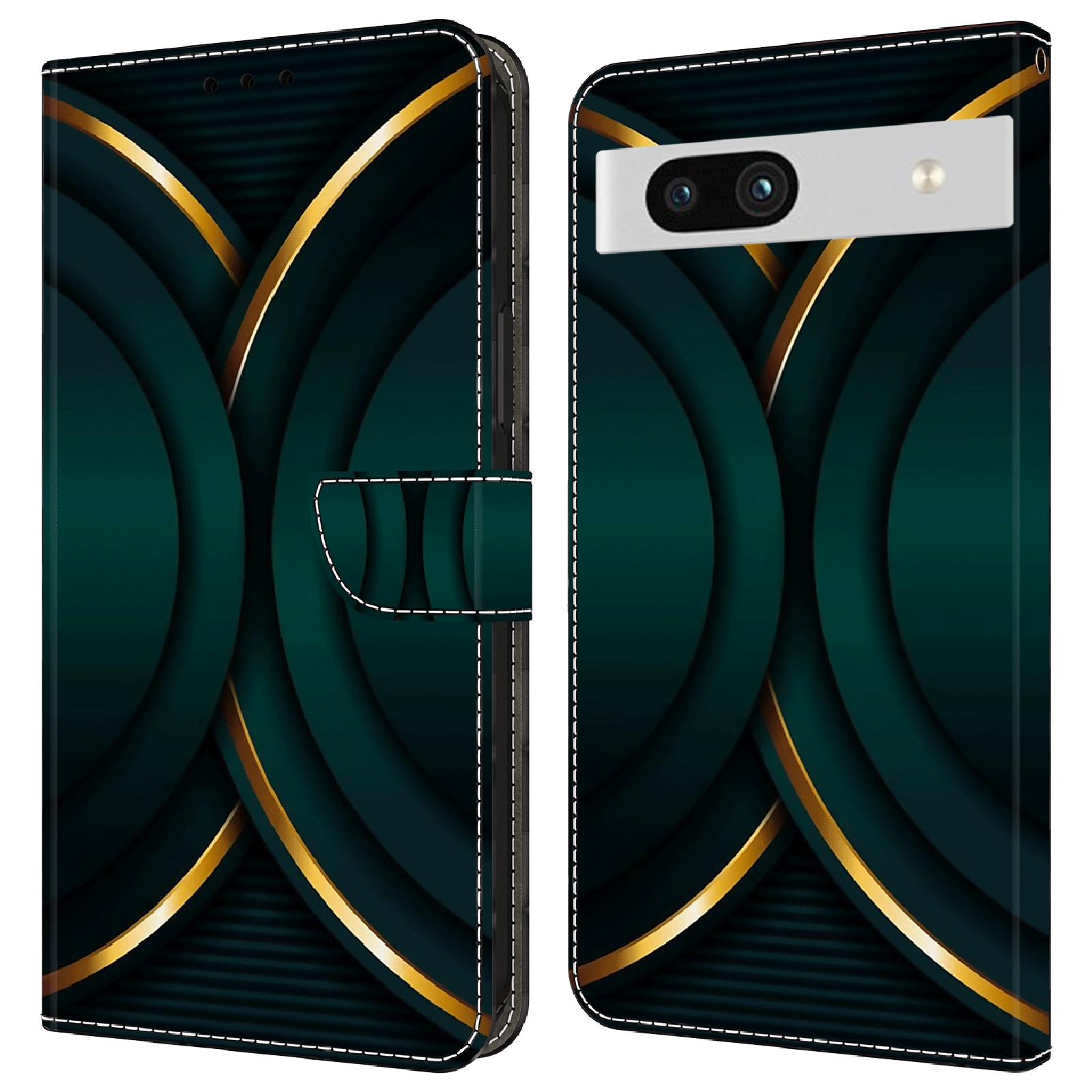 

Für Google Pixel 7a 3D -muster -druckleder -leder -telefon -hülle Brieftasche Folio -abdeckung - Goldkontur, Google Pixel 7a