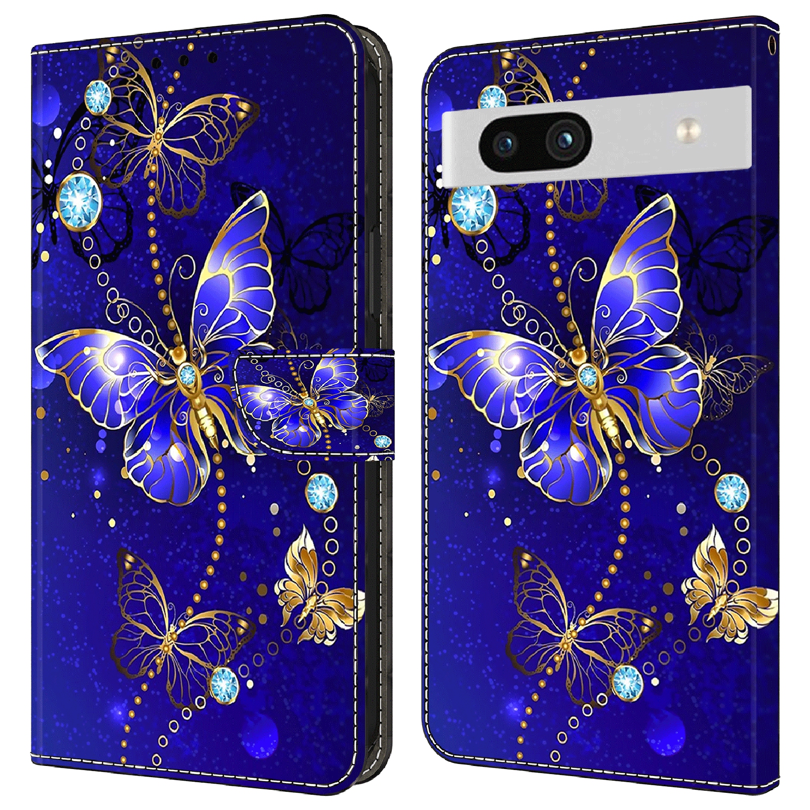 

Für Google Pixel 7a 3D -muster -druckleder -leder -telefon -hülle Brieftasche Folio -abdeckung - Diamond Butterfly, Google Pixel 7a