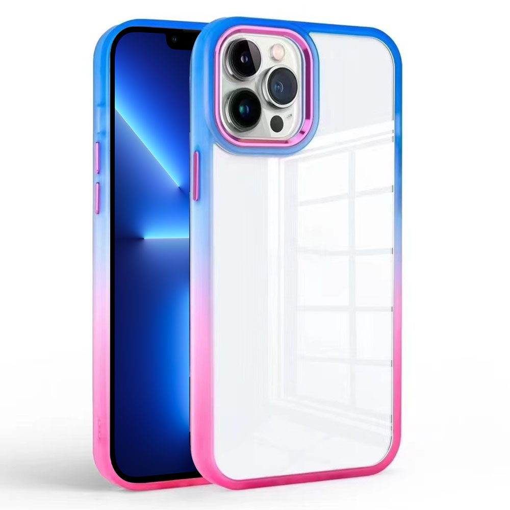 

Für Das Iphone 13 Pro Max. 6,7 Zoll TPU+PC Gradienten Telefonhülle Transparent Stoßdämpferabdeckung - Dunkelblau+rose, iPhone 13 Pro Max