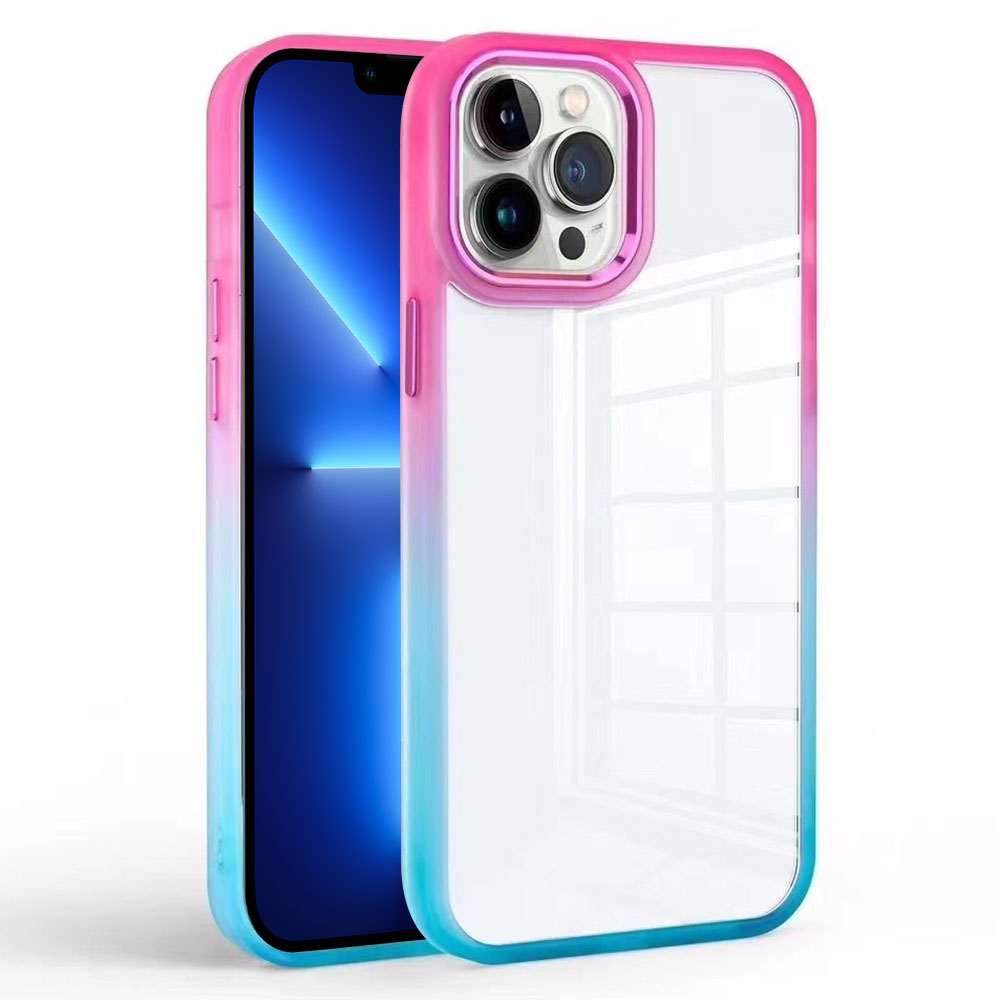 

Für Das Iphone 13 Pro 6,1-zoll-gradient Clear Telefonabdeckung TPU+PC Anti-scratch-hülle - Rose+hellblau, iPhone 13 Pro
