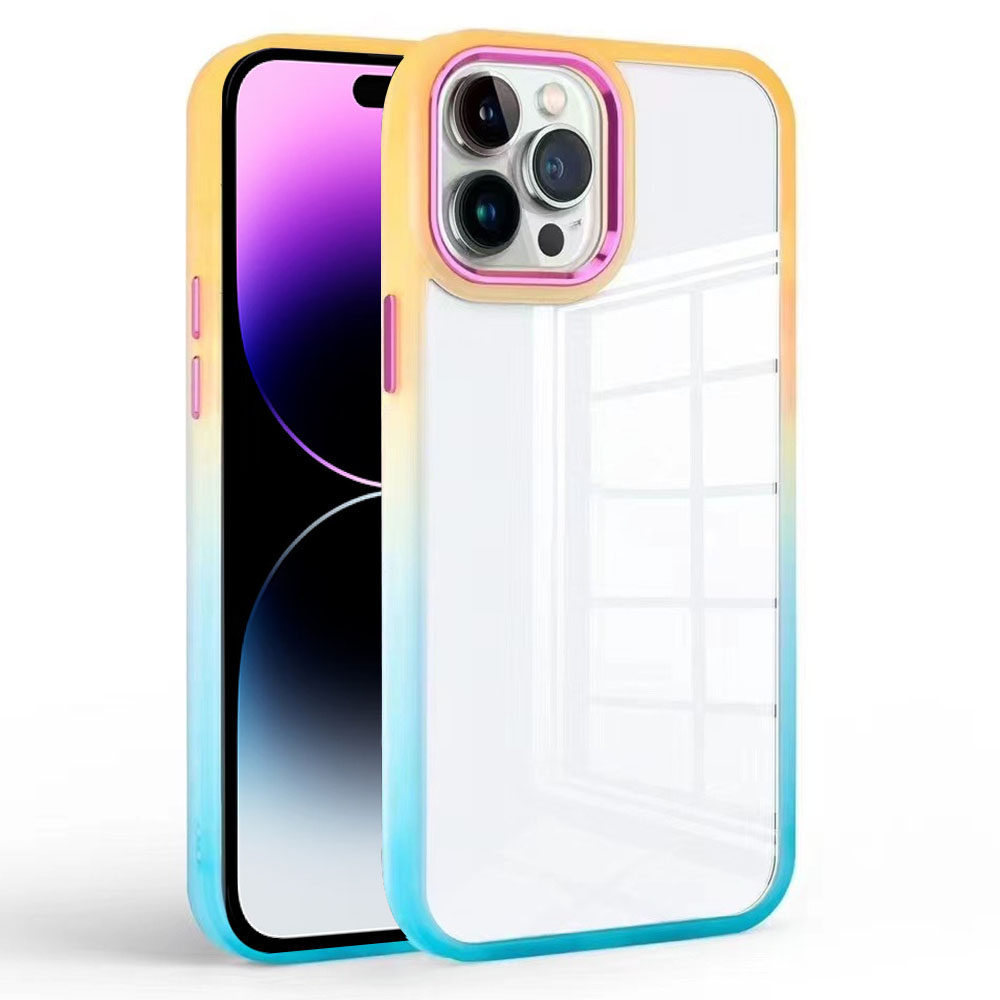 

Für Iphone 14 Pro Clear Back Phone Cover TPU+PC Gradient Anti-drop-hülle - Orange+hellblau, iPhone 14 Pro