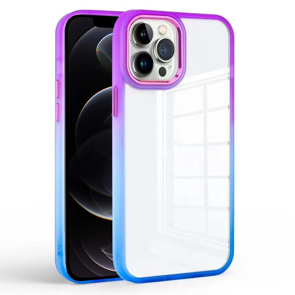 

Für Iphone 12 Pro Max. 6,7-zoll-gradienten-telefonhülle Transparente TPU + Pc-anti-fall-abdeckung - Lila+dunkelblau, iPhone 12 Pro Max