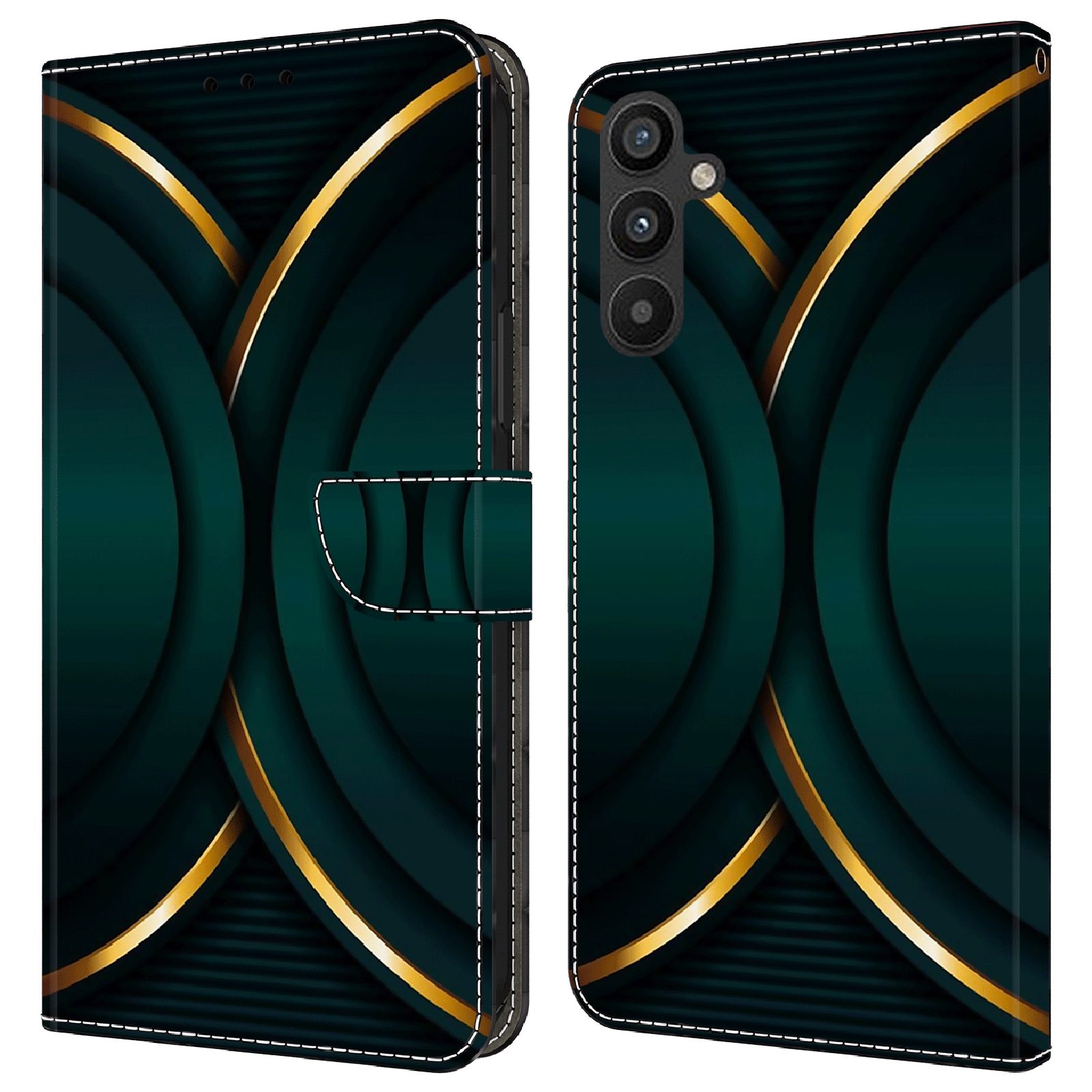 

Für Samsung Galaxy A34 5G Flip Protective Case 3D Muster Gedrucktes PU -leder -ständer Brieftasche Telefonabdeckung - Goldkontur, Galaxy A34 5G