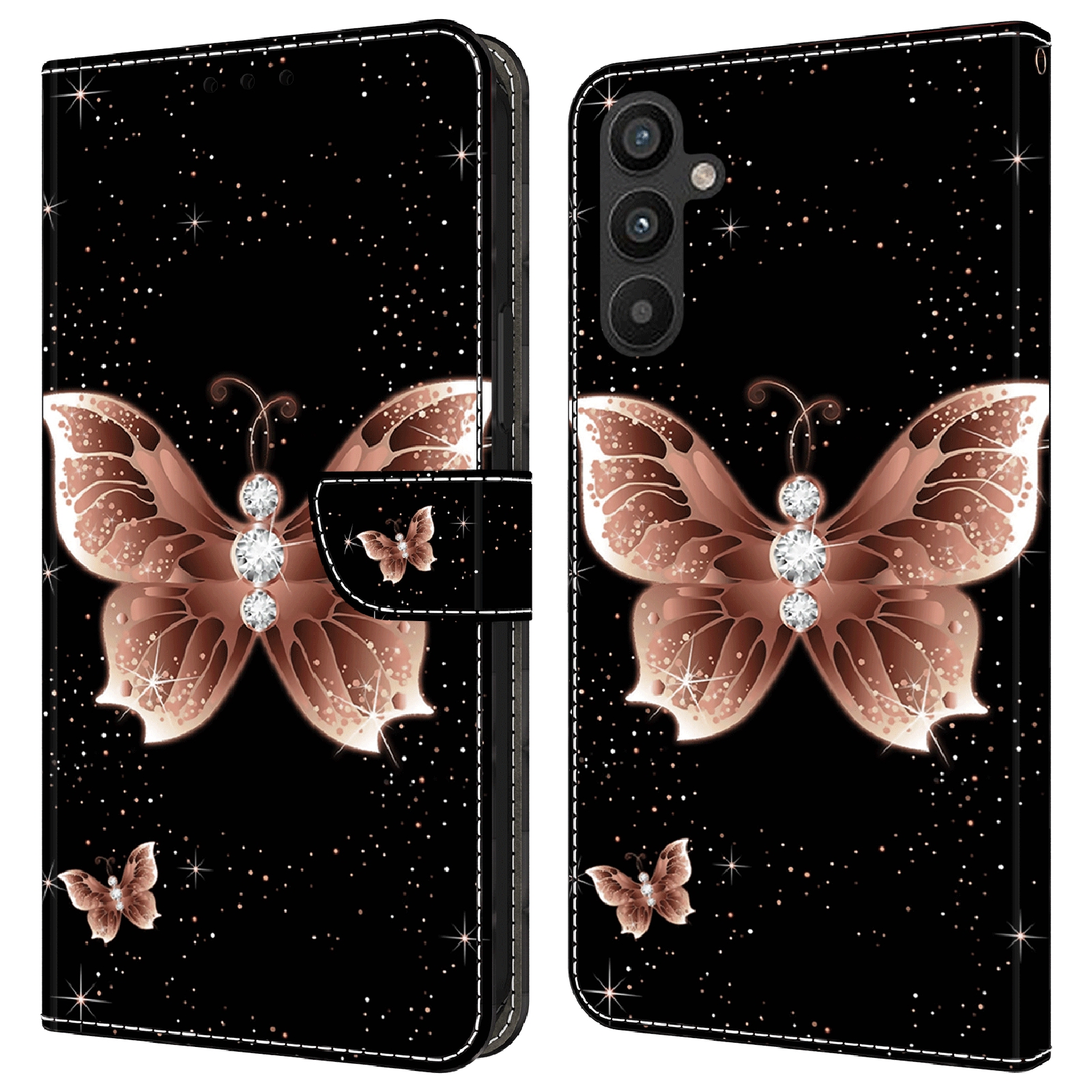 

Für Samsung Galaxy A34 5G Flip Protective Case 3D Muster Gedrucktes PU -leder -ständer Brieftasche Telefonabdeckung - Pink Diamond Butterfly, Galaxy A34 5G