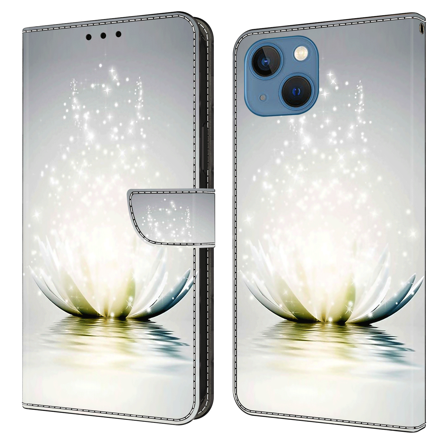 

Für Iphone 14 PU Leder Hülle 3D Muster Gedruckter Ständer Flip Wallet Telefonabdeckung - Lotus, iPhone 14