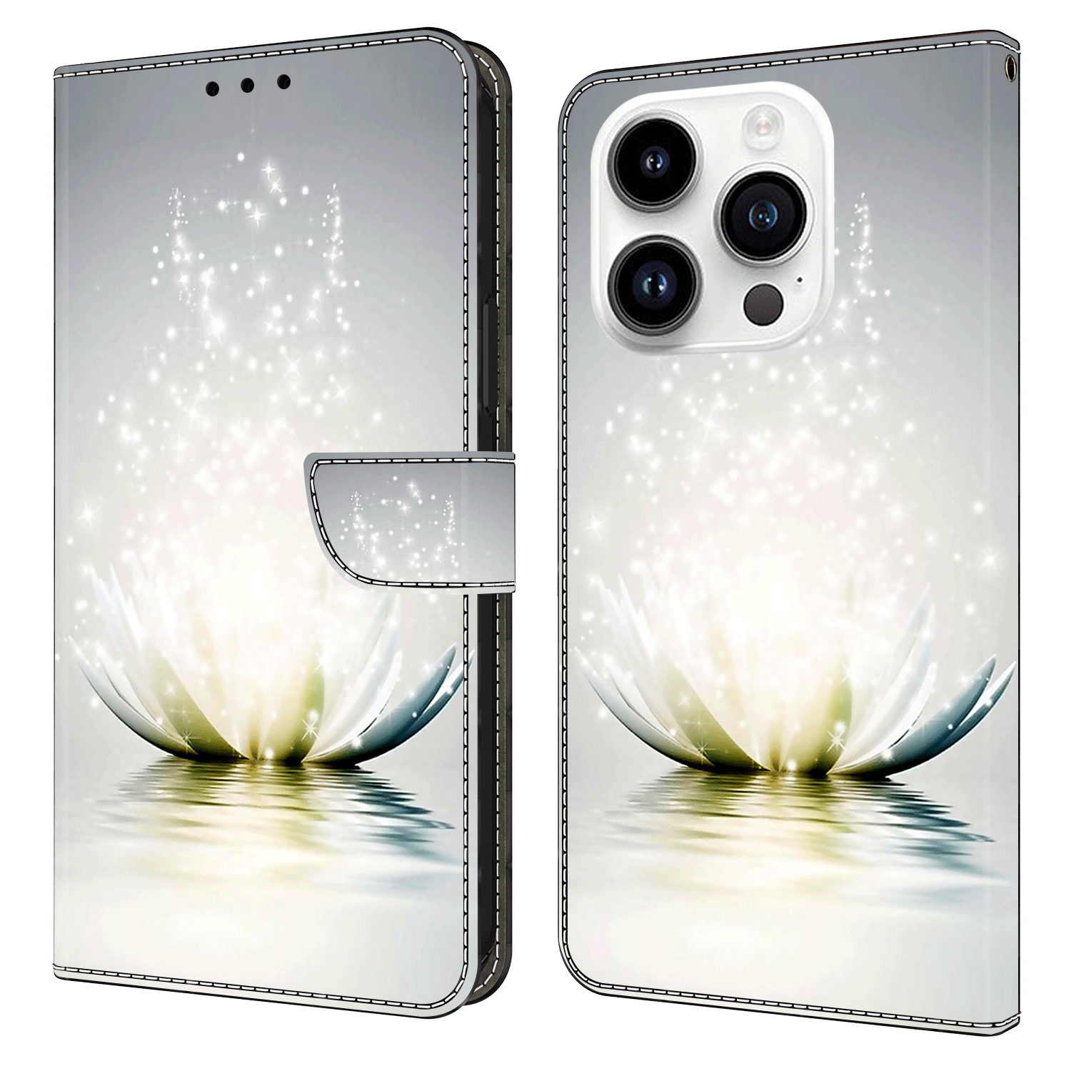 

Für Iphone 14 Pro pu Leder Wallet Hülle 3D -muster Gedruckter Magnetverschlussstand Telefonabdeckung - Lotus, iPhone 14 Pro