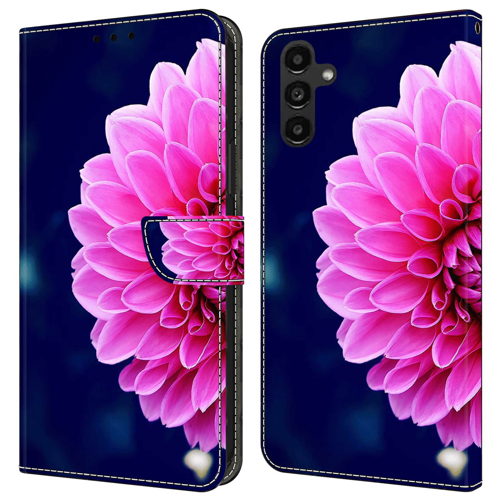 

Für Samsung Galaxy A14 4G / 5g Leder Brieftasche Hülle Ständer 3D Muster Druckschutzhilfeabdeckung - Pinke Blumen, Galaxy A14 4G