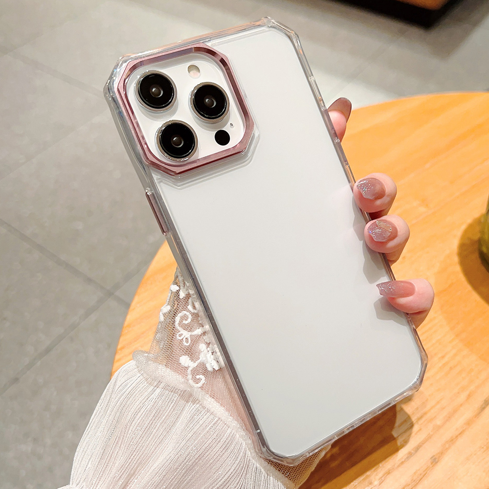 

BulkSourcing Ultra Clear Phone Deckung Für Iphone 14 Pro Case TPU+PC Slim Phone Shell Mit Metalllinsenrahmen (MOQ: 10) - Rosa, iPhone 14 Pro
