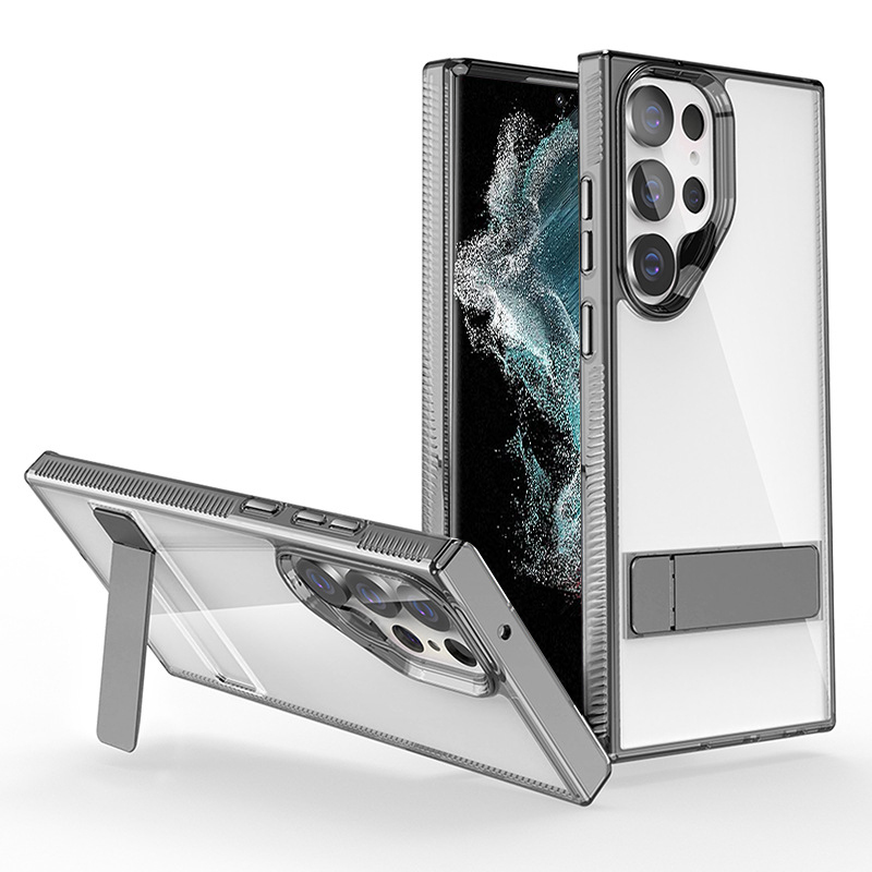 

Style G Für Samsung Galaxy S22 Ultra 5G Kickstand Transparent Phone Case TPU + Acrylnephone Deckung - Schwarz, Galaxy S22 Ultra 5G