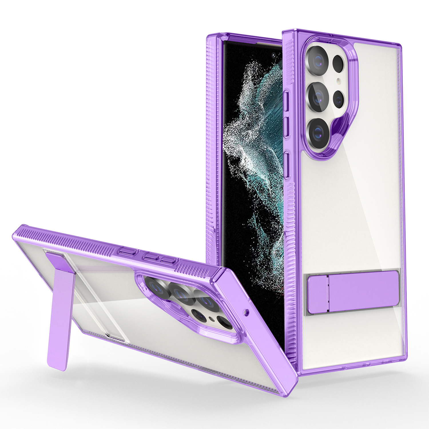 

Style G Für Samsung Galaxy S22 Ultra 5G Kickstand Transparent Phone Case TPU + Acrylnephone Deckung - Lila, Galaxy S22 Ultra 5G