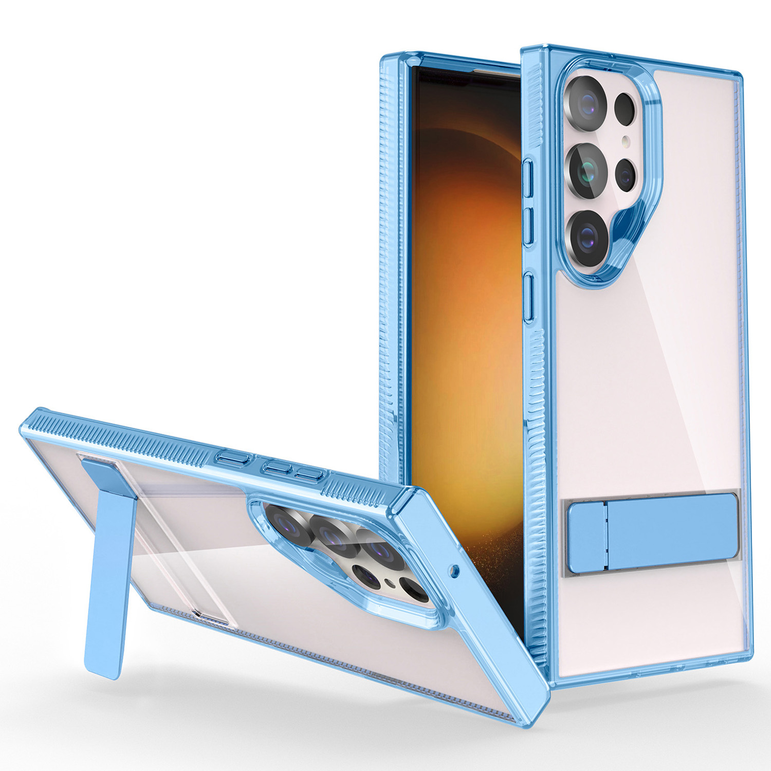 

Style G Für Samsung Galaxy S23 Ultra Kickstand TPU + Acryl Clear Case Protective Phone Cover - Blau, Galaxy S23 Ultra