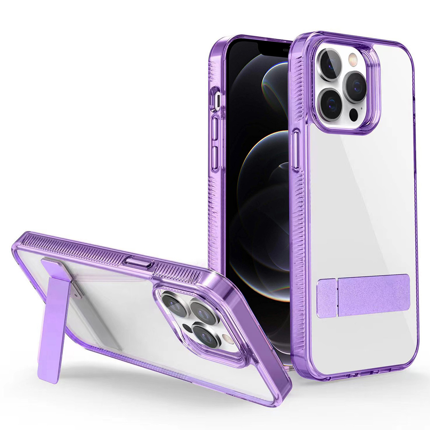 

Style G Für Iphone 12 Pro Max Kickstand-telefonhülle Anti-drop TPU + Acryl-clear-telefonabdeckung - Lila, iPhone 12 Pro Max