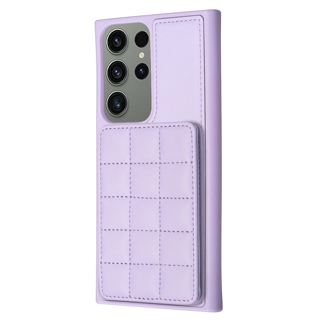 

Style-BF24 Für Samsung Galaxy S23 Ultra Kickstand PU Lederbeschichtete Tpu-kartonhalter-telefonabdeckung - Lila, Galaxy S23 Ultra