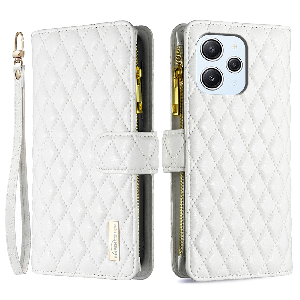 

Binfen Farbe Für Xiaomi Redmi 12 4G BF Style-15 Flip Hülle Reißverschluss Taschen-leder-brieftasche Telefonständer Cover - Weiss, Xiaomi Redmi 12 4G