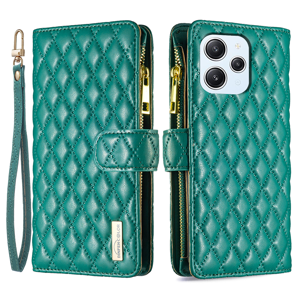 

Binfen Farbe Für Xiaomi Redmi 12 4G BF Style-15 Flip Hülle Reißverschluss Taschen-leder-brieftasche Telefonständer Cover - Grün, Xiaomi Redmi 12 4G