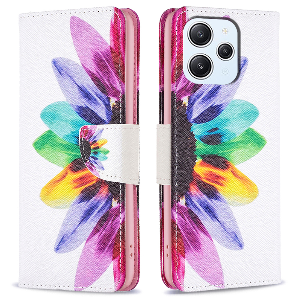 

Für Xiaomi Redmi 12 4G Muster Druck PU Lederabdeckung Anti-drogen-brieftasche Telefonhülle - Sonnenblume, Xiaomi Redmi 12 4G