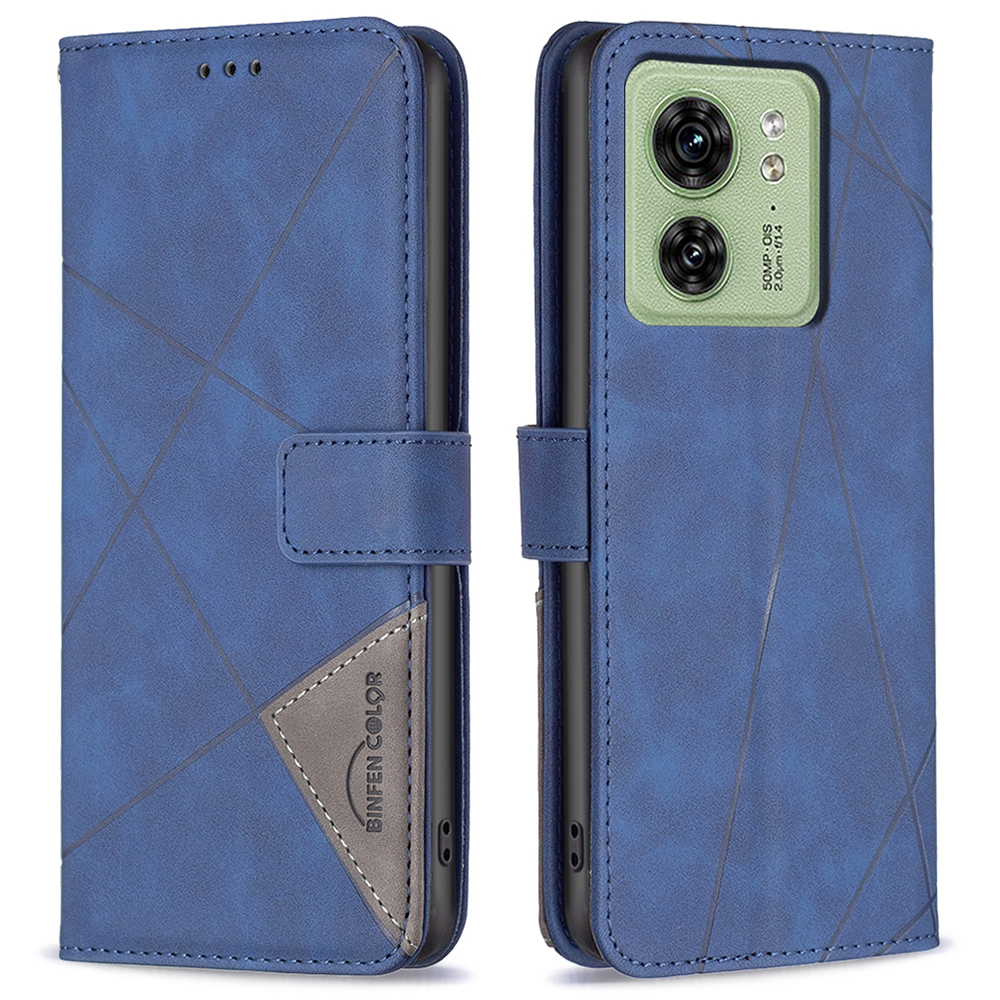 

Binfen Farbe BF05 Schutzabdeckung Für Motorola Edge 40 5G Ständer Brieftasche PU Leder Eingeprägter Telefonhülle - Blau, Motorola Edge 40 5G