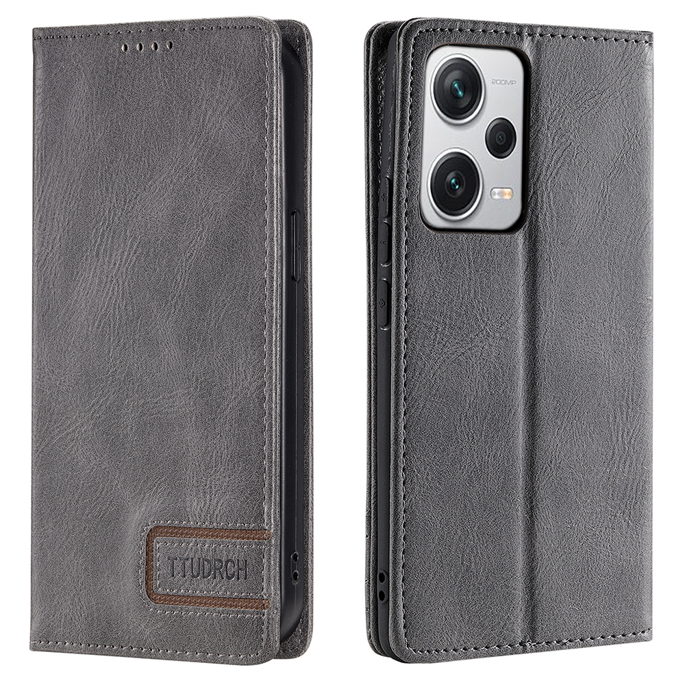 

Ttudrch Style 007 Für Xiaomi Redmi Note 12 Pro+ 5G Schockfeste RFID -blockierung Brieftaschenhülle PU -leder -ständer Cover - Grau, Xiaomi Redmi Note 12 Pro+ 5G