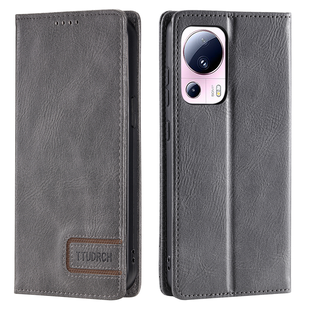 

Ttudrch Style 007 Für Xiaomi 13 Lite / Civi 2 5G RFID Blockierende Mobiltelefonkoffer Ständer Brieftasche PU Lederabdeckung - Grau, Xiaomi 13 Lite