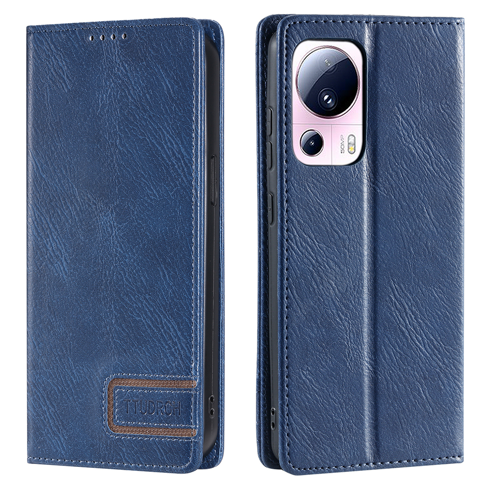 

Ttudrch Style 007 Für Xiaomi 13 Lite / Civi 2 5G RFID Blockierende Mobiltelefonkoffer Ständer Brieftasche PU Lederabdeckung - Blau, Xiaomi 13 Lite