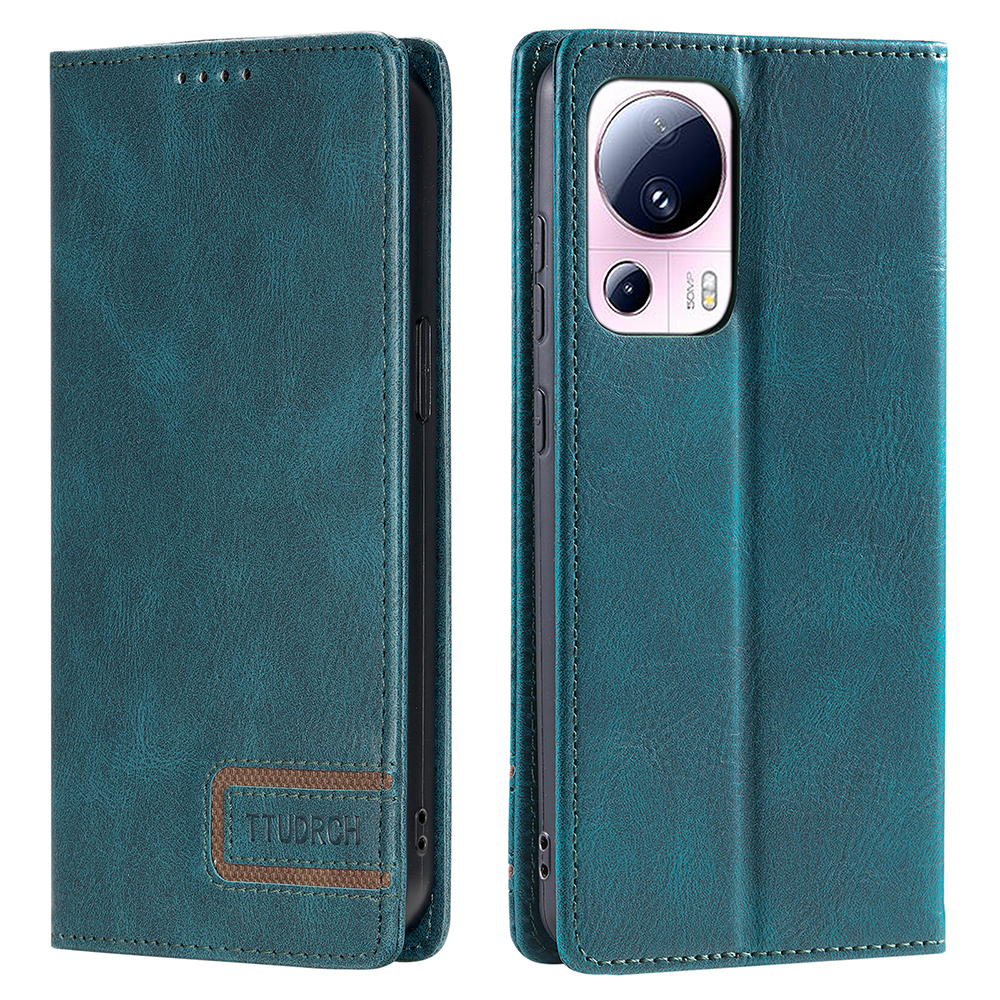 

Ttudrch Style 007 Für Xiaomi 13 Lite / Civi 2 5G RFID Blockierende Mobiltelefonkoffer Ständer Brieftasche PU Lederabdeckung - Grün, Xiaomi 13 Lite