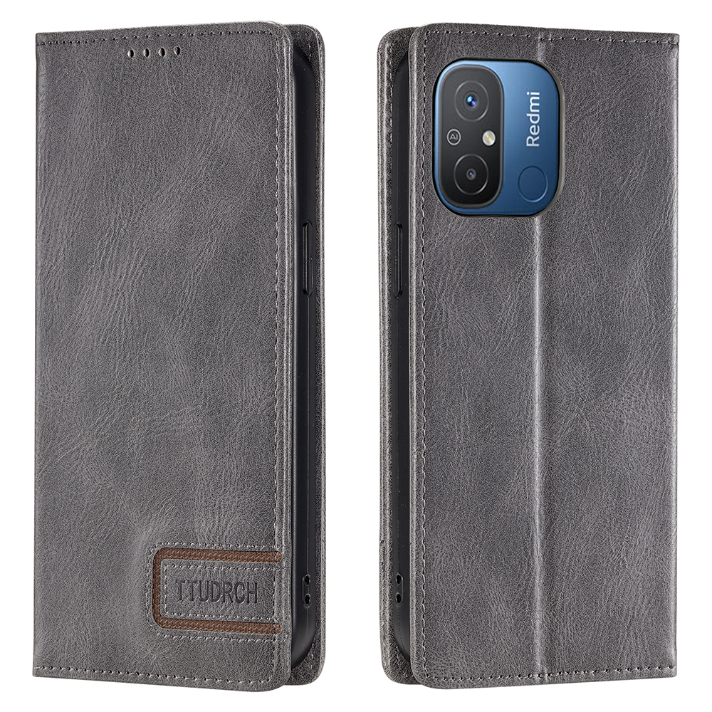 

Ttudrch -stil 007 Für Xiaomi Redmi 11A 4G / 12c 4g Wallet Mobiltelefone PU Leder RFID -blockierungsständer Cover - Grau, Xiaomi Redmi 11A 4G