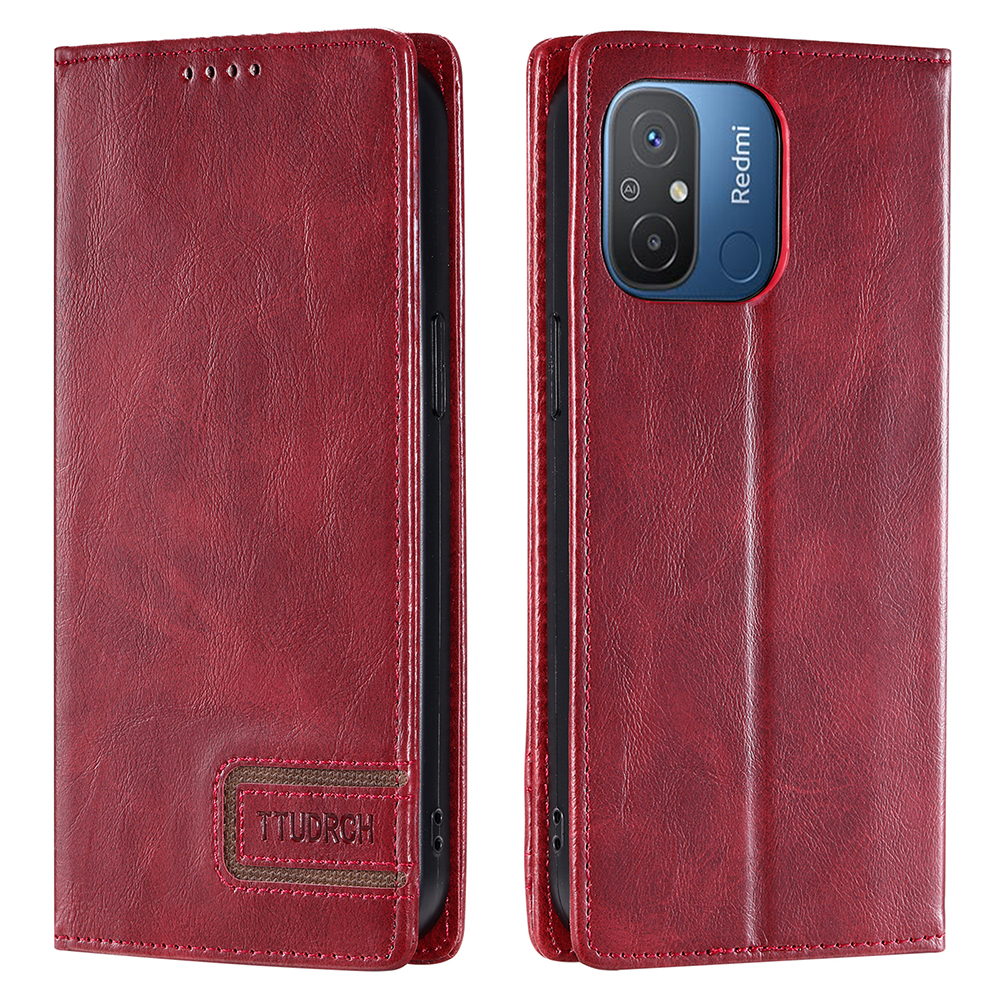 

Ttudrch -stil 007 Für Xiaomi Redmi 11A 4G / 12c 4g Wallet Mobiltelefone PU Leder RFID -blockierungsständer Cover - Weinrot, Xiaomi Redmi 11A 4G