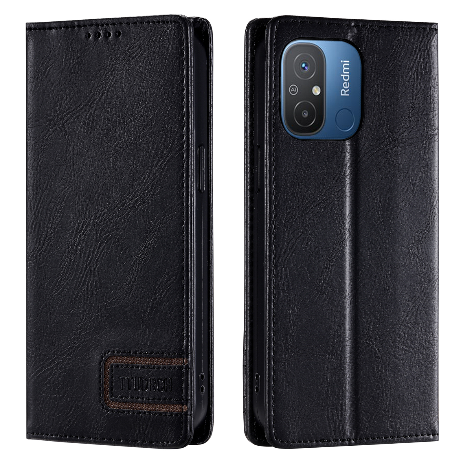 

Ttudrch -stil 007 Für Xiaomi Redmi 11A 4G / 12c 4g Wallet Mobiltelefone PU Leder RFID -blockierungsständer Cover - Schwarz, Xiaomi Redmi 11A 4G