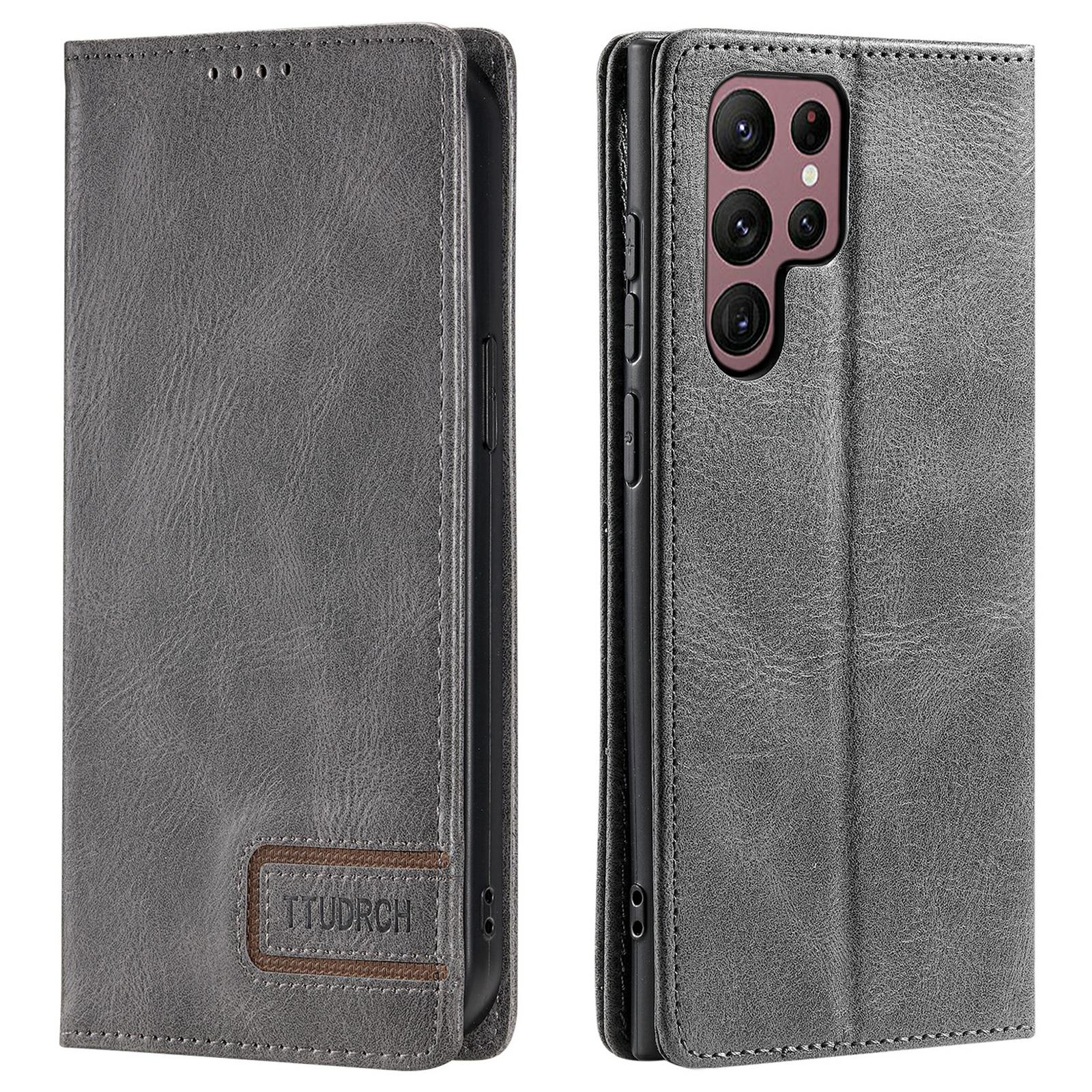 

Ttudrch Style 007 Für Samsung Galaxy S22 Ultra 5G RFID -blockierung Telefonabdeckung Lederhülle Mit Stand Wallet - Grau, Galaxy S22 Ultra 5G