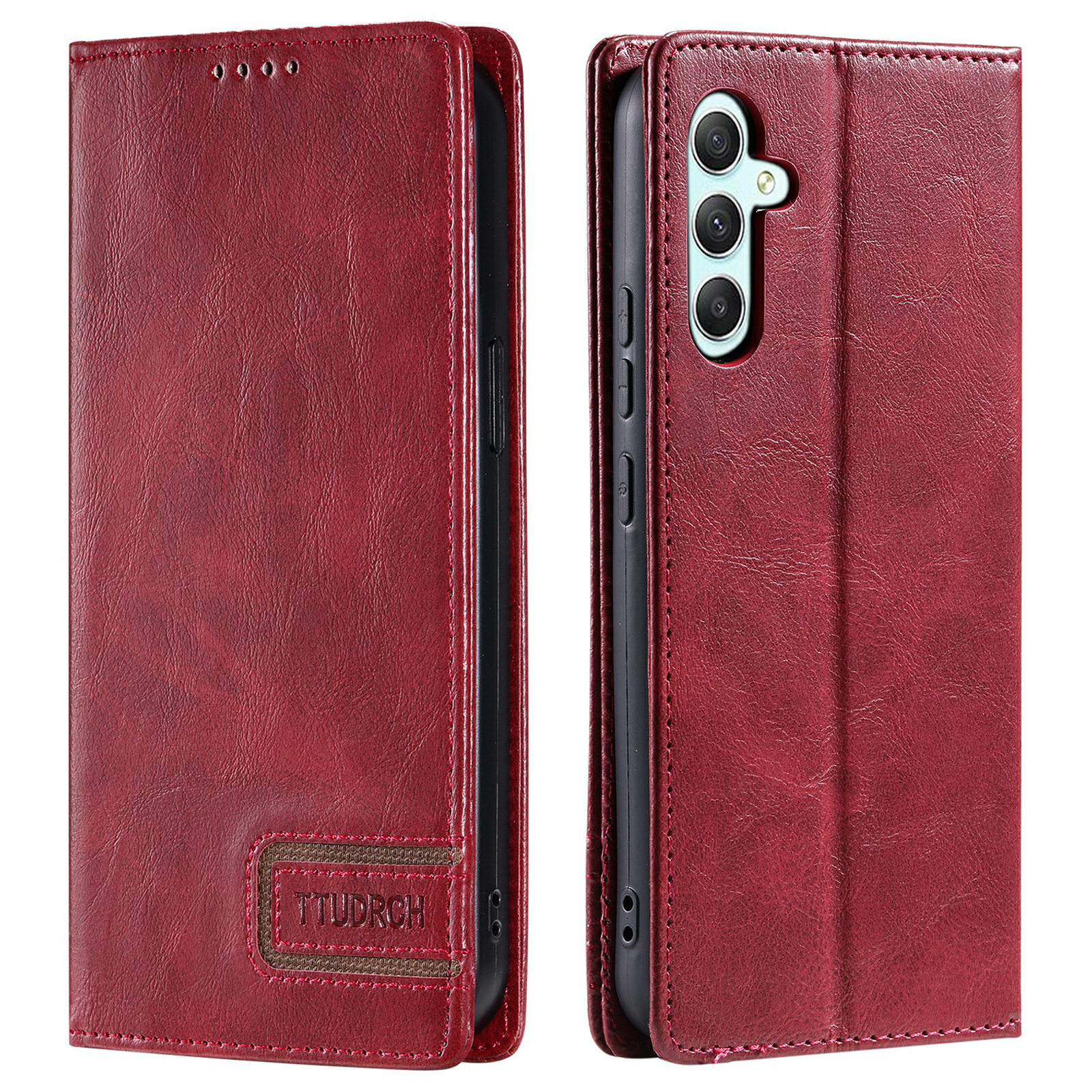 

Ttudrch Style 007 Für Samsung Galaxy A34 5G Wallet Phone Hülle RFID Blocking Lederständer Cover - Weinrot, Galaxy A34 5G