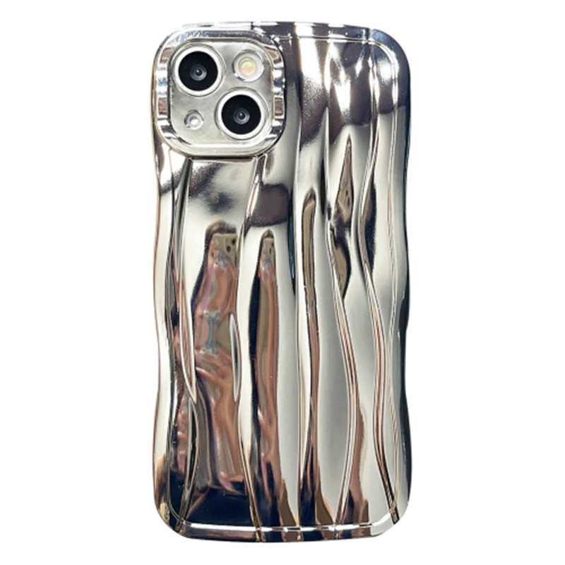 

Für Iphone 14 Elektroplatte Wellentextur Weiche TPU -abdeckung Schockdes Handyfall - Silber, iPhone 14