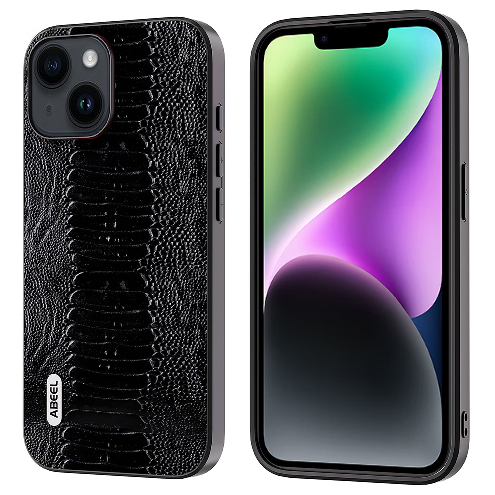 

Abeel Crocodile Textur Cover Für Iphone 14 Plus Echtes Kuhleder+pc+tpu Anti-drop-telefonhülle - Schwarz, iPhone 14 Plus