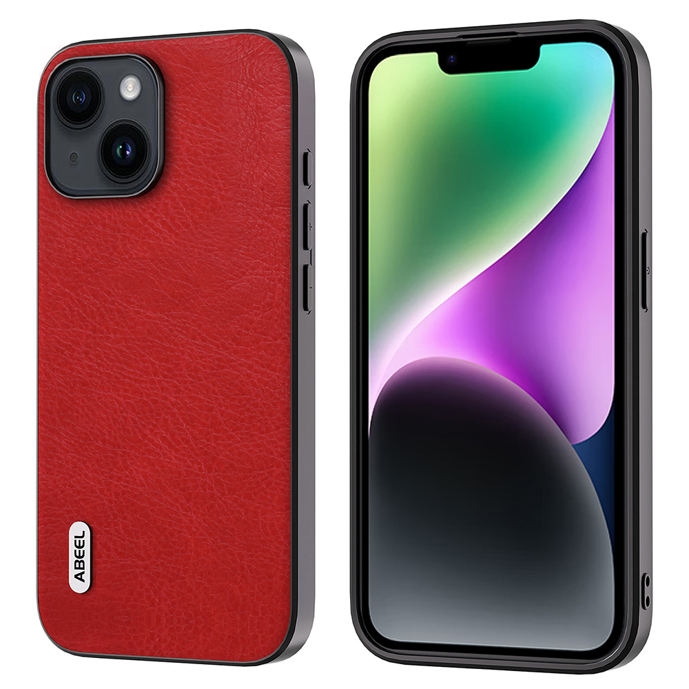 

Abeel Für Iphone 14 Plus PU Lederbeschichteter PC+TPU Anti-drop Cover Retro Litchi Texture Phone Hülle - Rot, iPhone 14 Plus