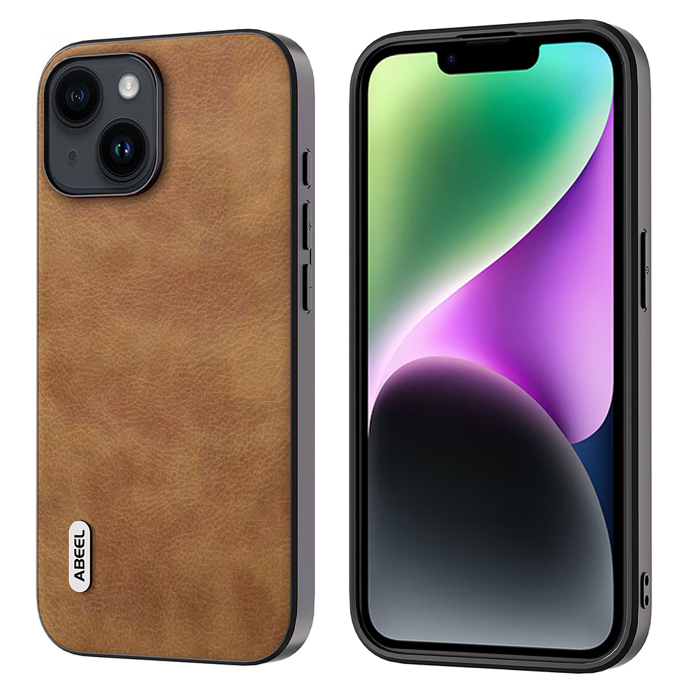 

Abeel Für Iphone 14 Plus PU Lederbeschichteter PC+TPU Anti-drop Cover Retro Litchi Texture Phone Hülle - Braun, iPhone 14 Plus