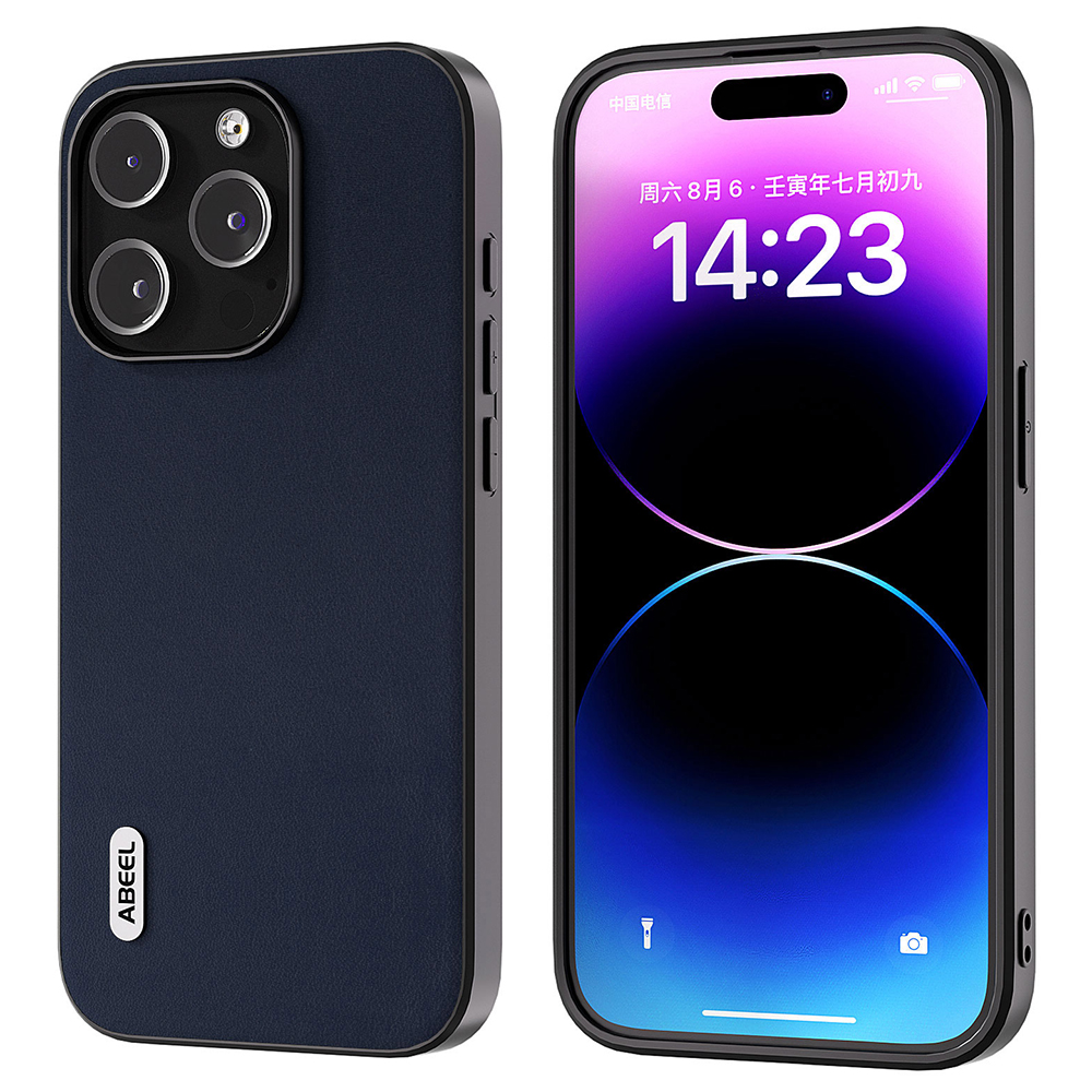 

Abeel Für Iphone 14 Pro Maximales Kuhleder Beschichtete PC+TPU Rückdecke Nappa Textur Handy Hülle - Blau, iPhone 14 Pro Max