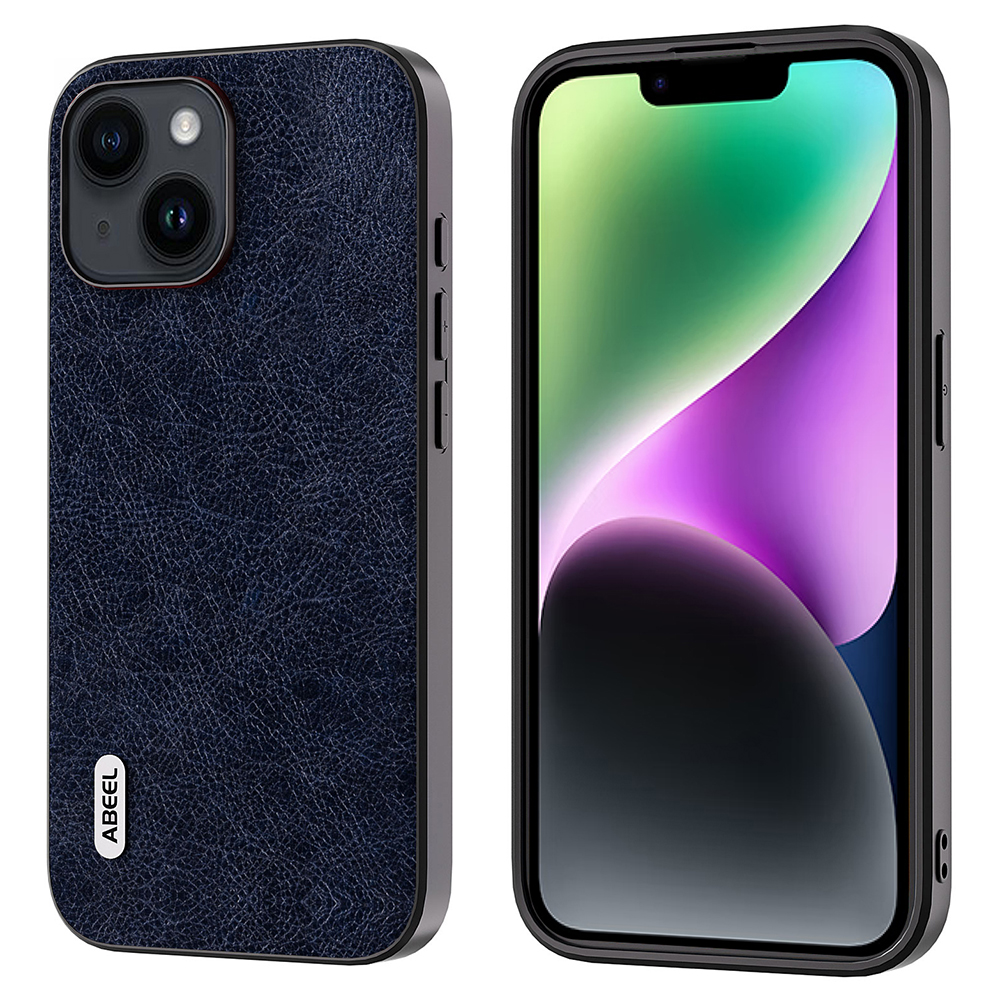 

Abeel Für Iphone 14 PU Lederbeschichtete Telefonabdeckung Retro Litchi Textur PC+TPU Back Hülle - Blau, iPhone 14