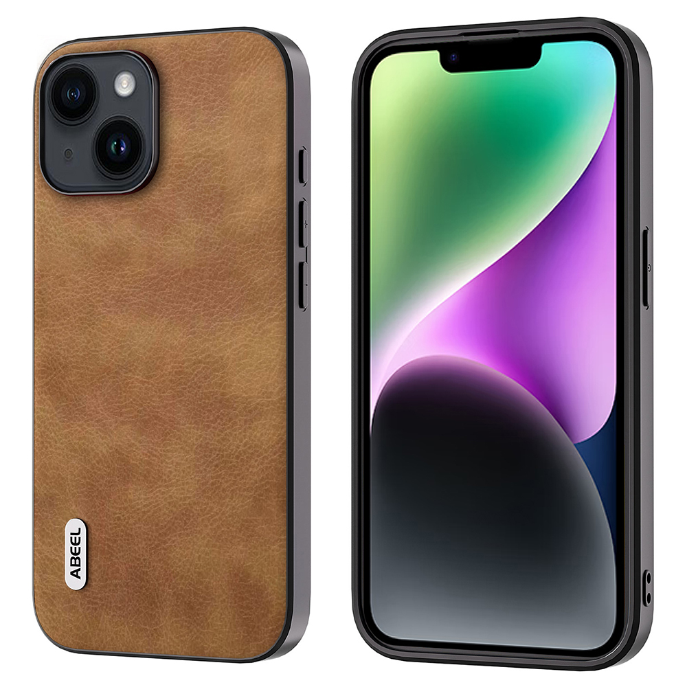 

Abeel Für Iphone 14 PU Lederbeschichtete Telefonabdeckung Retro Litchi Textur PC+TPU Back Hülle - Braun, iPhone 14