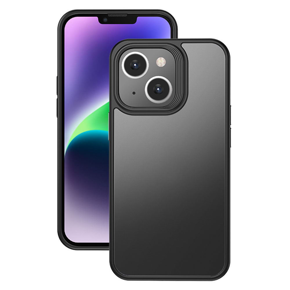 

Für Das Iphone 14 Transuzent Matte Rückdeckabdeckung PC+TPU Schocker Schlankheitshülle - Schwarz, iPhone 14