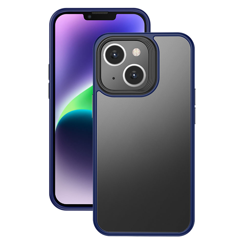 

Für Das Iphone 14 Transuzent Matte Rückdeckabdeckung PC+TPU Schocker Schlankheitshülle - Navy Blau, iPhone 14