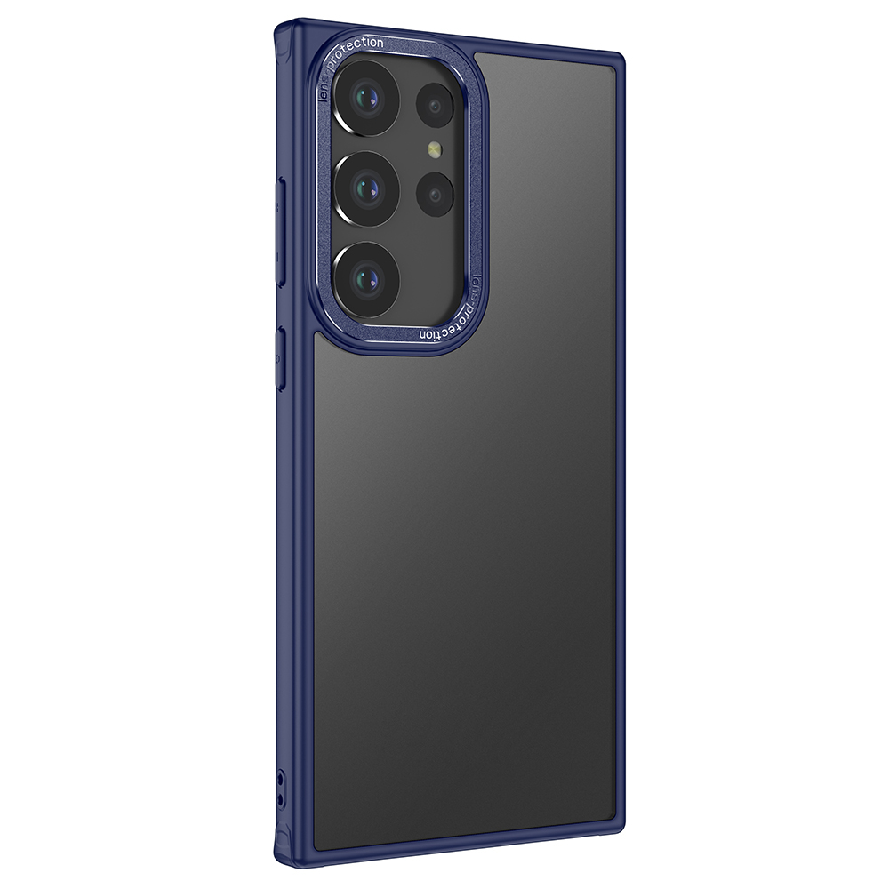 

Für Samsung Galaxy S23 Ultra Hybrid Hard PC Soft TPU Clear Case Metall Linsen Frame Protection Telefonabdeckung - Blau, Galaxy S23 Ultra