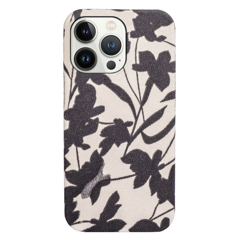 

BulkSourcing Für Iphone 14 Pro Max Mobiltelefon Case Tuch+hartes PC -schutz Telefonabdeckung - Blumen- / Beige+schwarz, iPhone 14 Pro Max