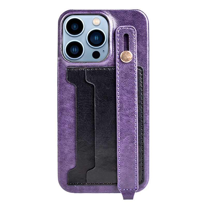 

BulkSourcing Für Iphone 14 Pro Max Kartenschlitz -telefon Hülle PU Leder+tpu -armbandabdeckung Mit Handgurt - Lila, iPhone 14 Pro Max